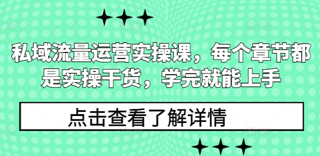 私域流量运营实操课，每个章节都是实操干货，学完就能上手-E网资源