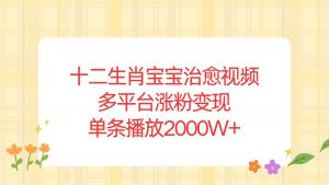 十二生肖宝宝治愈视频，多平台涨粉变现，单条播放2000W+-E网资源