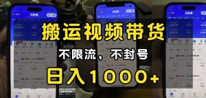 “小白必看”搬运视频带货玩法，不限流，不封号，纯自然流，日入1k-E网资源