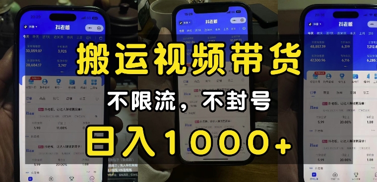 “小白必看”搬运视频带货玩法，不限流，不封号，纯自然流，日入1k-E网资源