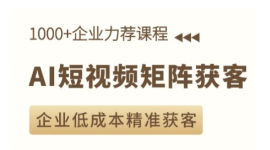 AI短视频矩阵获客实操课，企业低成本精准获客-E网资源
