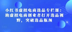 小红书虚拟电商选品专栏课：助虚拟电商创业者打开选品视野，突破选品瓶颈-E网资源