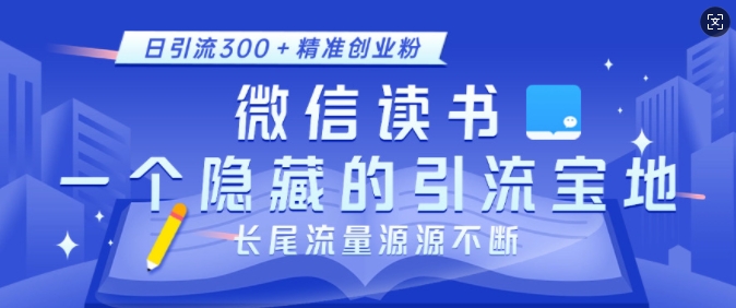 微信读书，一个隐藏的引流宝地，不为人知的小众打法，日引流300+精准创业粉，长尾流量源源不断-E网资源
