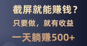 截屏就能赚钱？0门槛，只要做，100%有收益的一个项目，一天躺赚500+-E网资源