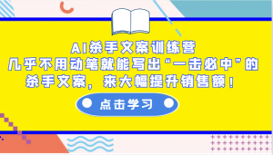 AI杀手文案训练营：几乎不用动笔就能写出“一击必中”的杀手文案，来大幅提升销售额！-E网资源