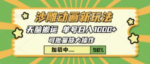 沙雕动画新玩法，无脑搬运，操作简单，三天快速起号，单号日入1000+-E网资源