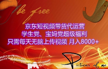 京东短视频带货代运营，学生党、宝妈党超级福利，只需每天无脑上传视频，月入8000+【仅揭秘】-E网资源