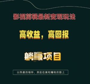 影视剪辑最新变现玩法，高收益，高回报，躺Z项目【揭秘】-E网资源