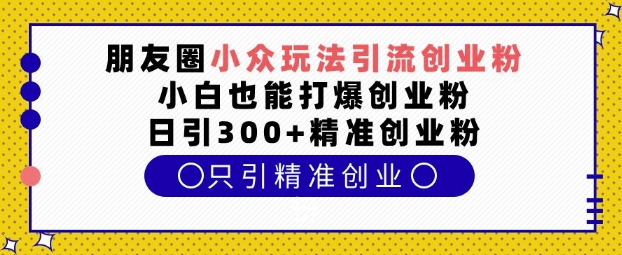 朋友圈小众玩法引流创业粉，小白也能打爆创业粉，日引300+精准创业粉【揭秘】-E网资源
