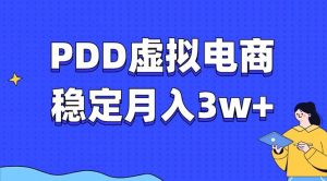 PDD虚拟电商教程，稳定月入3w+，最适合普通人的电商项目-E网资源