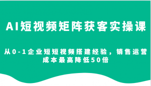AI短视频矩阵获客实操课，从0-1企业短短视频搭建经验，销售运营成本最高降低50倍-E网资源