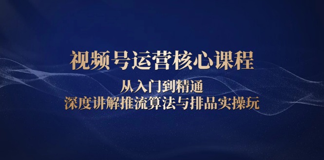 视频号运营核心课程，从入门到精通，深度讲解推流算法与排品实操玩-E网资源