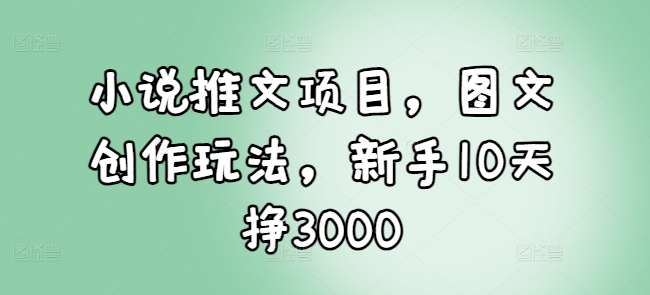 小说推文项目，图文创作玩法，新手10天挣3000-E网资源