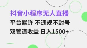 抖音小程序无人直播 平台默许 不违规不封号 双管道收益 日入多张 小白也能轻松操作【仅揭秘】-E网资源