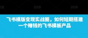 飞书模版变现实战圈，如何短期搭建一个赚钱的飞书模板产品-E网资源