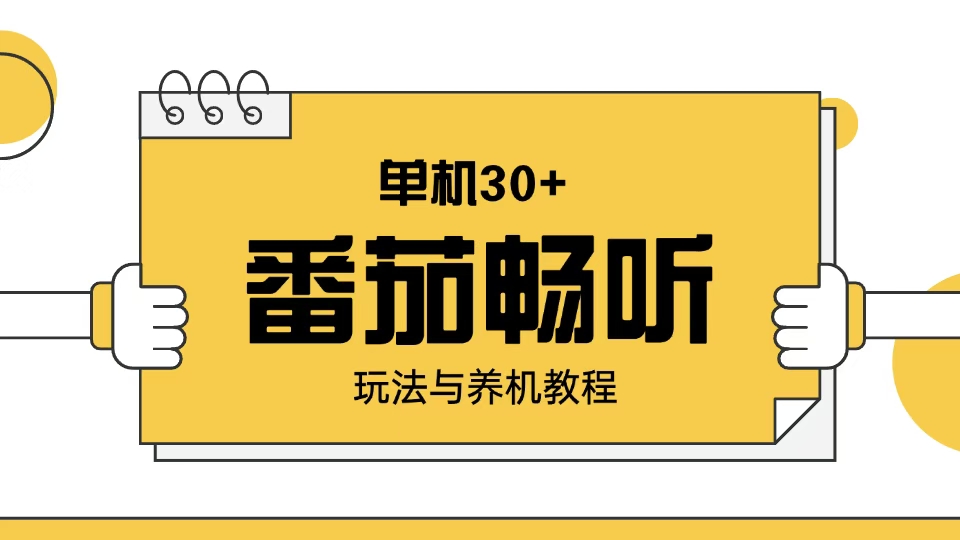 番茄畅听玩法与养机教程：单日日入30+。-E网资源