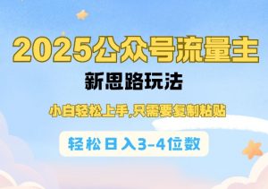 2025公双号流量主新思路玩法，小白轻松上手，只需要复制粘贴，轻松日入3-4位数-E网资源