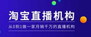 淘宝直播运营实操课【MCN机构】，从0到1做一家月销千万的直播机构-E网资源