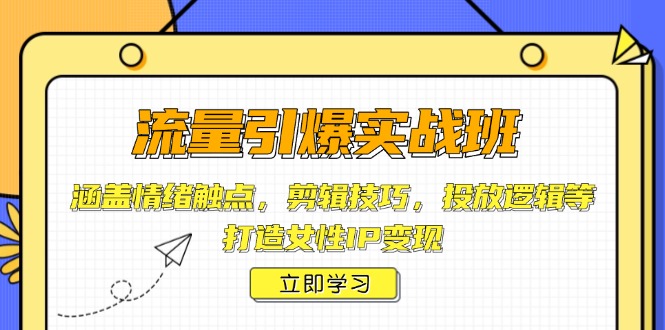 流量引爆实战班，涵盖情绪触点，剪辑技巧，投放逻辑等，打造女性IP变现-E网资源