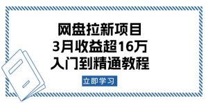 网盘拉新项目：3月收益超16万，入门到精通教程-E网资源