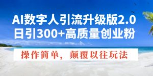 AI数字人引流升级版2.0，日引300+高质量创业粉，操作简单，颠覆以往玩法-E网资源
