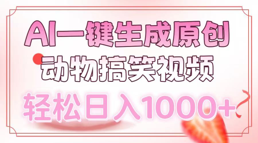 AI一键生成原创动物搞笑视频，轻松日入1000+-E网资源