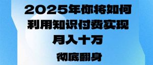 2025年，你将如何利用知识付费实现月入十万，甚至年入百万？-E网资源