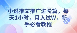 小说推文推广进阶篇，每天1小时，月入过W，新手必看教程-E网资源