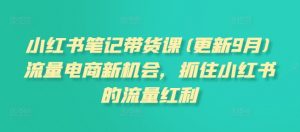 小红书笔记带货课(更新25年1月)流量电商新机会，抓住小红书的流量红利-E网资源