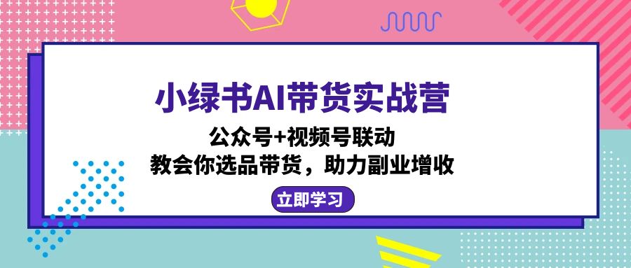 小绿书AI带货实战营：公众号+视频号联动，教会你选品带货，助力副业增收-E网资源
