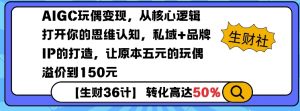 AIGC玩偶变现，从核心逻辑打开你的思维认知，私域+品牌IP的打造，让原本五元的玩偶溢价到150元-E网资源