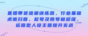 直播带货流量训练营，行业基础术语扫盲，起号及账号破层级，运营型人设主播提升实战-E网资源