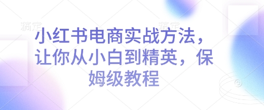 小红书电商实战方法，让你从小白到精英，保姆级教程-E网资源
