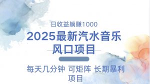 2025最新汽水音乐躺赚项目 每天几分钟 日入1000＋-E网资源