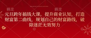 元旦跨年搞钱大课，提升商业认知，打造财富第二曲线，规划自己的财富路线，破除迷茫无效努力-E网资源