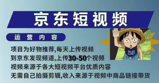 京东短视频带货课，无需自己拍摄剪辑，保姆式教学，两天快速上手-E网资源