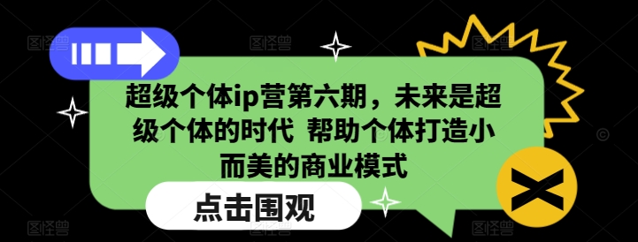 超级个体ip营第六期，未来是超级个体的时代  帮助个体打造小而美的商业模式-E网资源