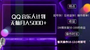 2024 QQ音乐人计划，纯无脑操作，轻松月入5000+，可批量放大操作-E网资源