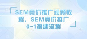 SEM竞价推广视频教程，SEM竞价推广0-1搭建流程-E网资源