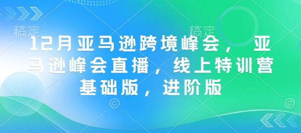 12月亚马逊跨境峰会， 亚马逊峰会直播，线上特训营基础版，进阶版-E网资源