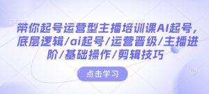 带你起号运营型主播培训课AI起号，底层逻辑/ai起号/运营晋级/主播进阶/基础操作/剪辑技巧-E网资源