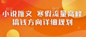 小说推文 寒假流量高峰 搞钱方向详细规划-E网资源