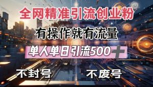 全网独家引流创业粉，有操作就有流量，单人单日引流500+，不封号、不费号-E网资源