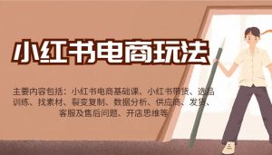 小红书电商玩法：带货/选品/找素材/裂变/数据分析/供应商/发货/售后/开店思维等-E网资源