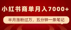 小红书商单最新玩法，半个月涨粉过万，五分钟一条笔记，月入7000+-E网资源