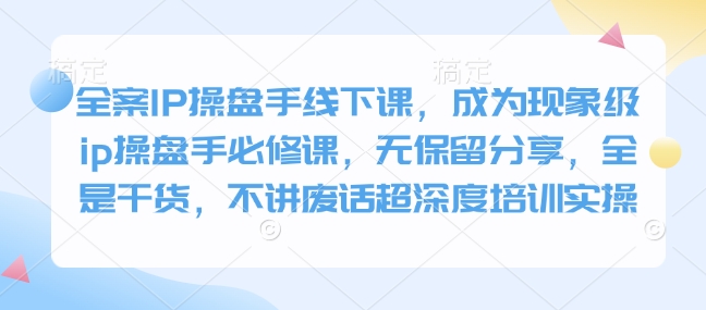 全案IP操盘手线下课，成为现象级ip操盘手必修课，无保留分享，全是干货，不讲废话超深度培训实操-E网资源