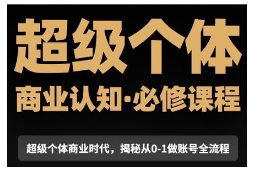 超级个体商业认知觉醒视频课，商业认知·必修课程揭秘从0-1账号全流程-E网资源