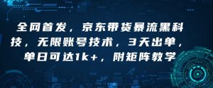 全网首发，京东带货暴流黑科技，无限账号技术，3天出单，单日可达1k+，附矩阵教学【揭秘】-E网资源
