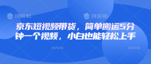 京东短视频带货，简单搬运5分钟一个视频，小白也能轻松上手-E网资源