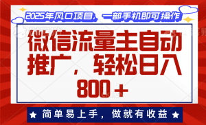 微信流量主自动推广，轻松日入800+，简单易上手，做就有收益。-E网资源